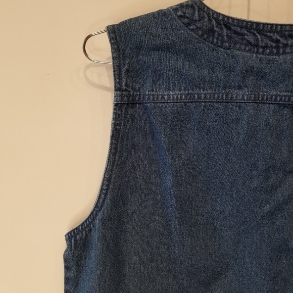 Vintage 90's New Denim Vest Women's Long Jean Vest Western Blue Pockets Size M - Picture 10 of 12